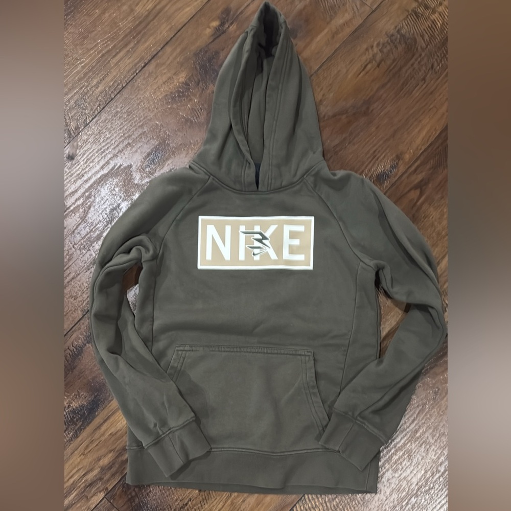 Nike Kids Olive Hoodie with Logo Patch